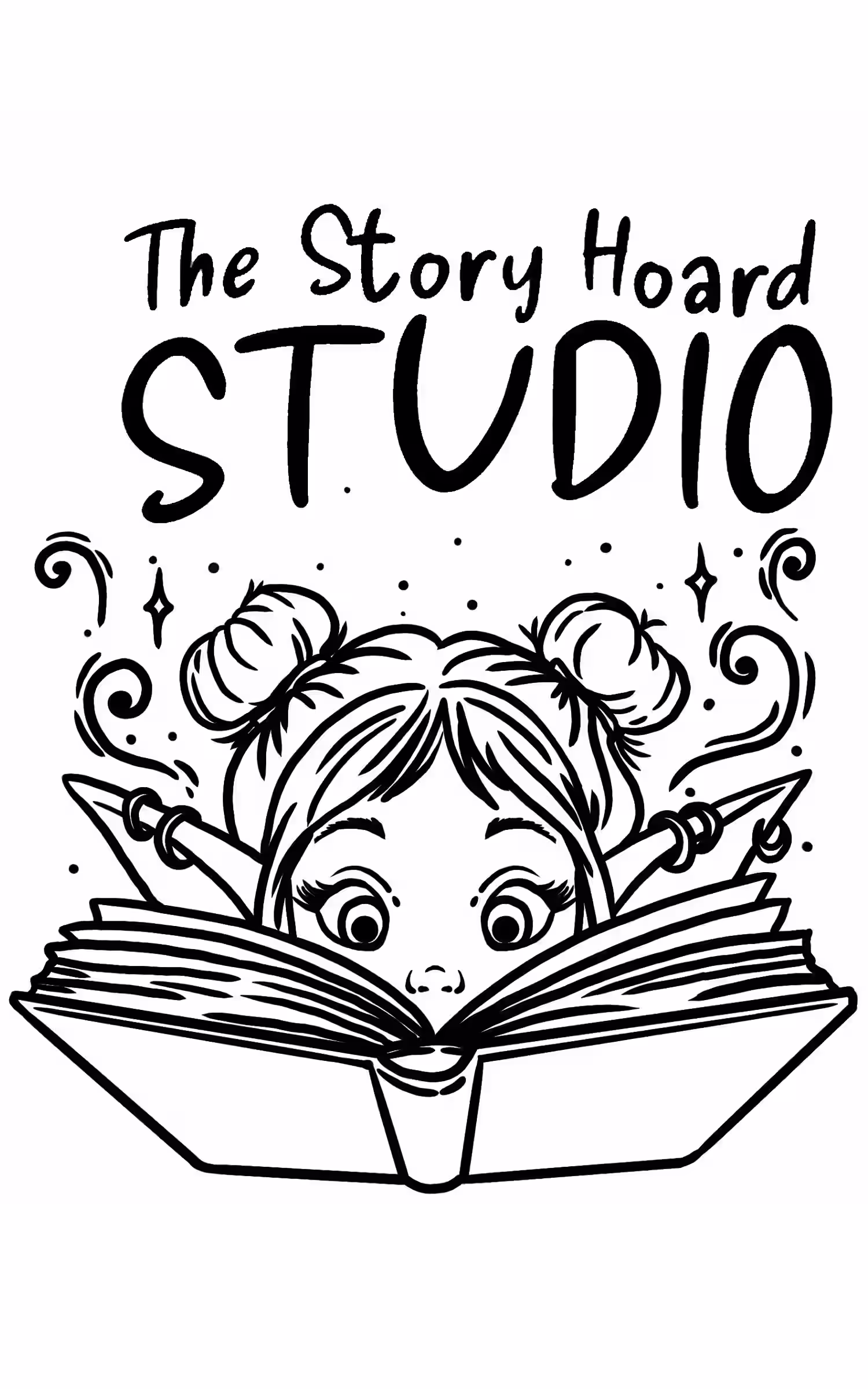 Elf character reading a book logo
