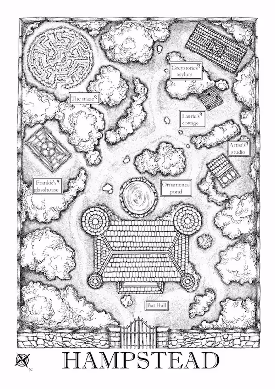Hand-drawn fantasy adventure map
