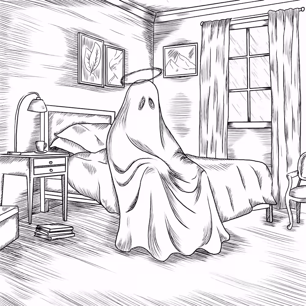 Haunted room with a ghost