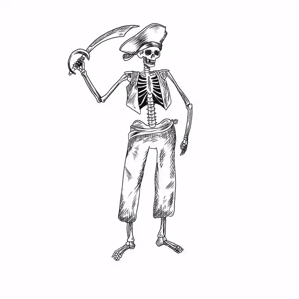 Skeleton holding a saber