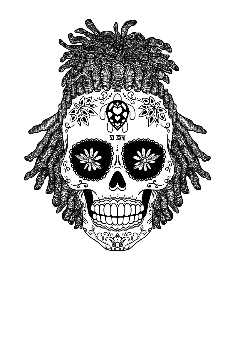 dreads skull illustration