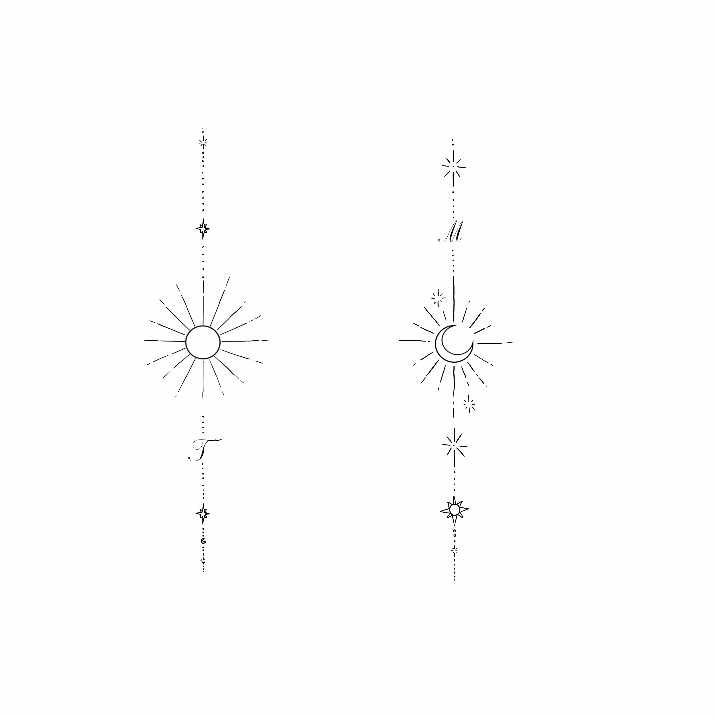Fine line sun with ornamental details