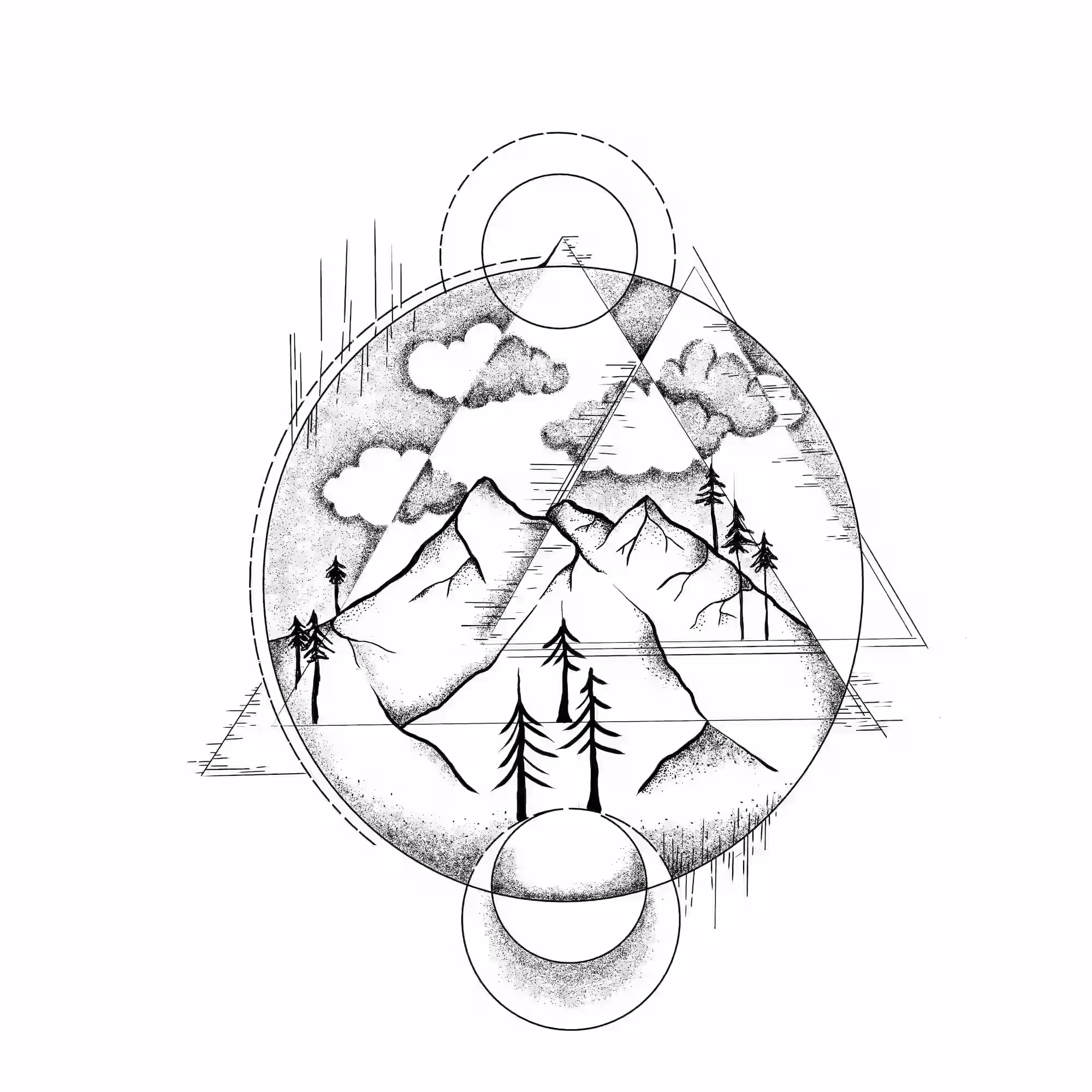 Geometric mountain landscape