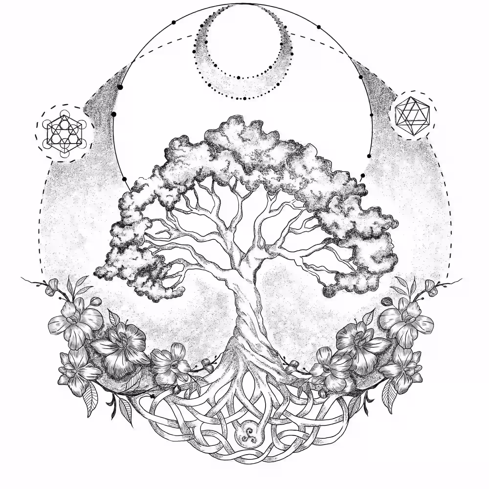Tree of life with floral ornaments