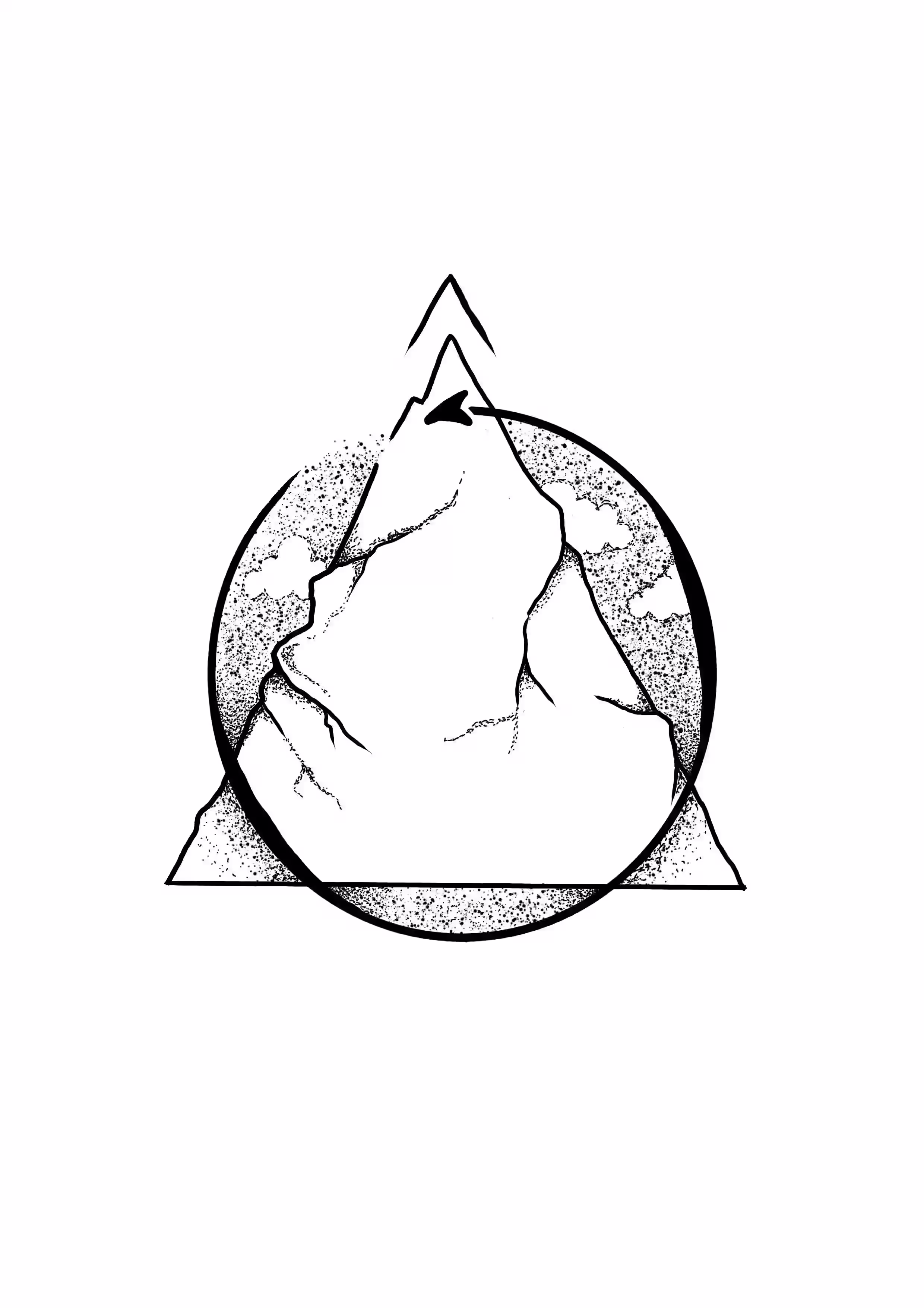 Mountain inside a geometric triangle